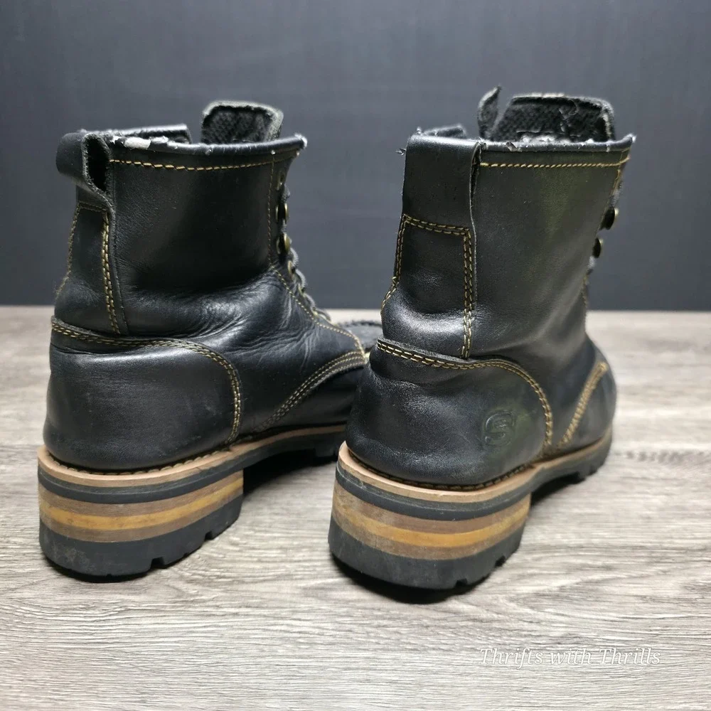 Skechers‎ Men's Work Boots -  Size 9.5 - Oil Resistant, Moc Toe, Black Leather